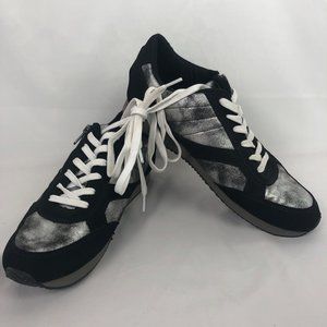 WOMENS PHAEDDRA SHOES SIDE ZIP SILVER BLACK SIZE 8.5